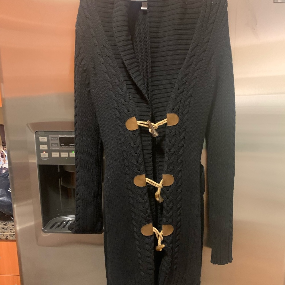 Black Long cable knit sweater Aqua Sz Small